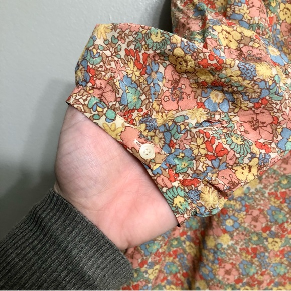 Madewell Forsythia Prairie Blossom Cold Shoulder Silk Dress - Picture 6 of 9